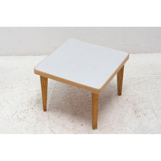 Image 1 of Mid century small formica and beechwood side table, Czechoslovakia 1960s