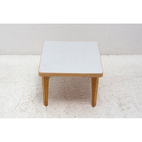 Image 1 of Mid century small formica and beechwood side table, Czechoslovakia 1960s