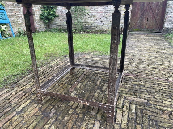 Image 1 of Table Garden Table With Marble And Iron Frame Industrial Sturdy French