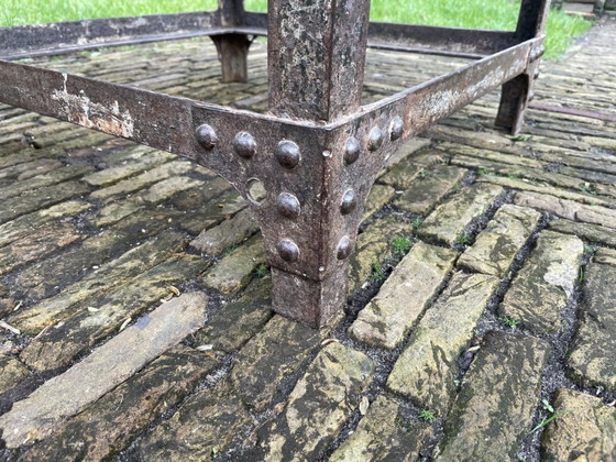 Image 1 of Table Garden Table With Marble And Iron Frame Industrial Sturdy French