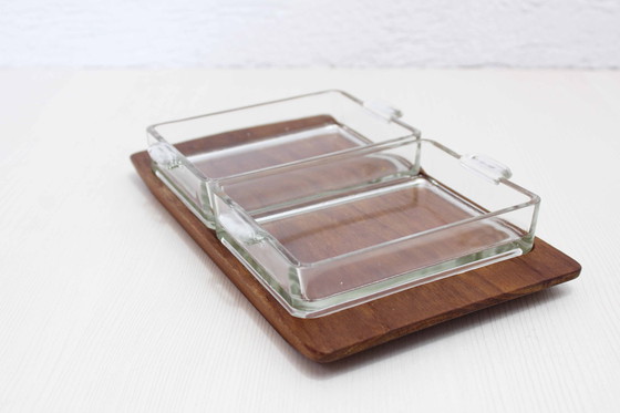 Image 1 of Artiform 1970 Scandinavian Teak And Glass Tray