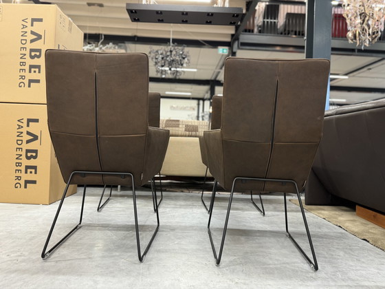 Image 1 of 4 Label van den Berg Donna dining chairs Brown/orange leather