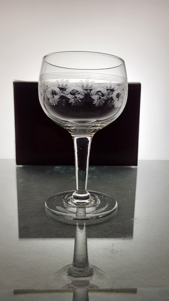 Image 1 of 9 Guilloche Wine Glasses Deb. 20th C.