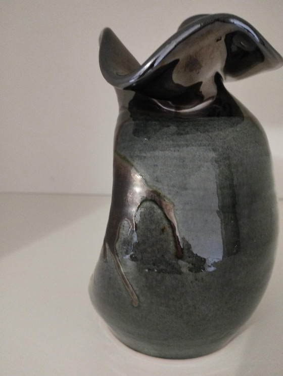 Image 1 of Vaso smaltato vintage firmato Buxo, forma libera e asimmetrica