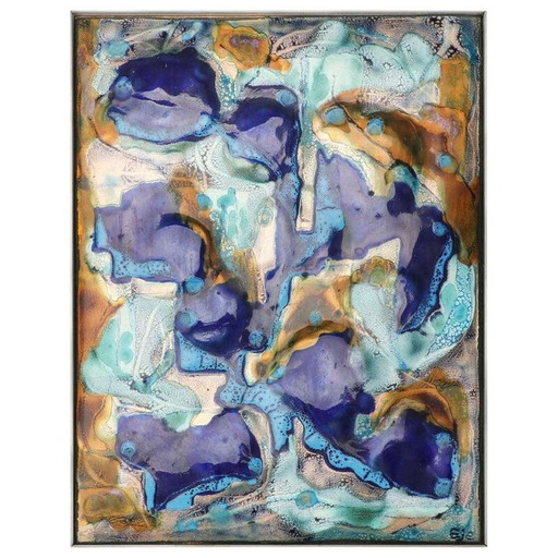 Vintage enamelled copper wall hanging by Bodil Eje, Denmark 1960