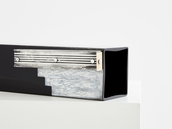 Image 1 of Vaso alto in vetro opalino nero Art Déco di Anatole Riecke, 1939