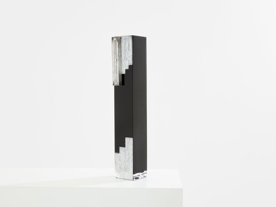 Image 1 of Vaso alto in vetro opalino nero Art Déco di Anatole Riecke, 1939