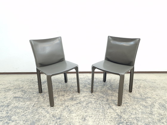 Image 1 of Cassina Cab chairs 2 pieces designer chairs leather chair dining chairs