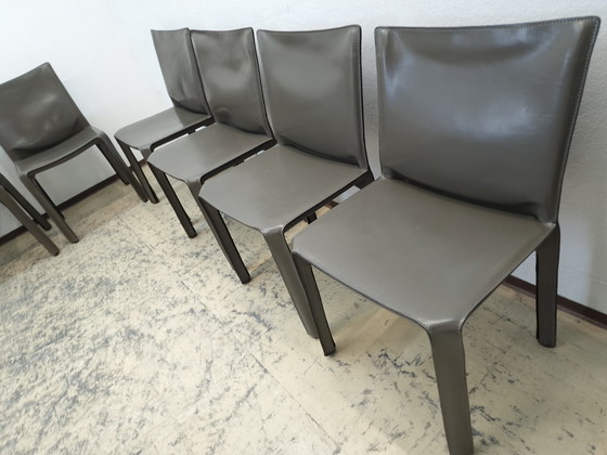 Image 1 of Cassina Cab chairs 2 pieces designer chairs leather chair dining chairs