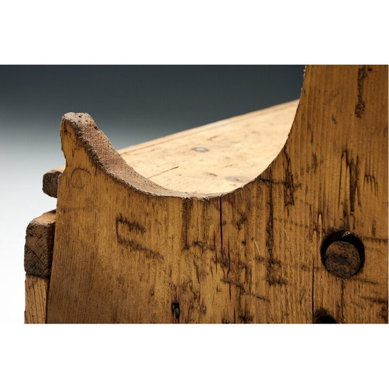 Image 1 of Vintage wood 3-seater bench from Haute-Savoie, France