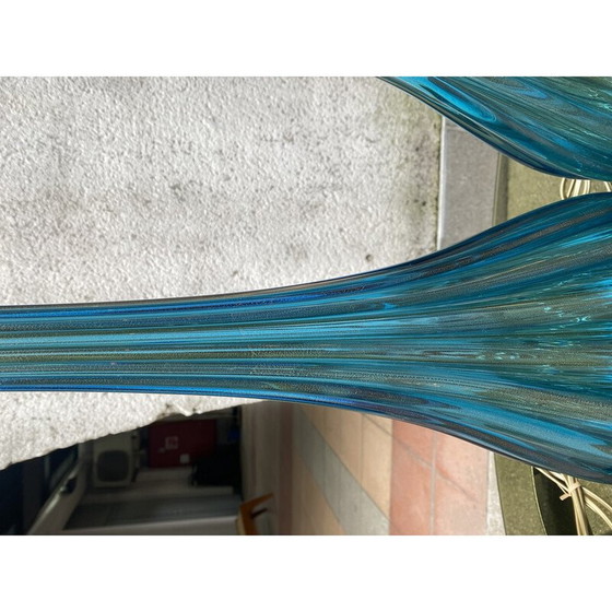 Image 1 of Coppia di lampade vintage in vetro di Murano blu e oro di Toso