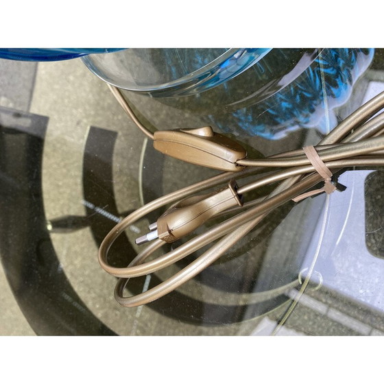 Image 1 of Coppia di lampade vintage in vetro di Murano blu e oro di Toso