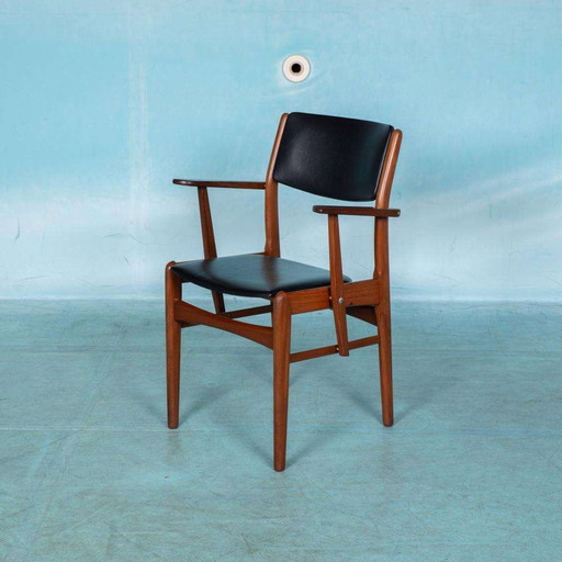 Vintage teak arm chair sixties Midcentury desk chair