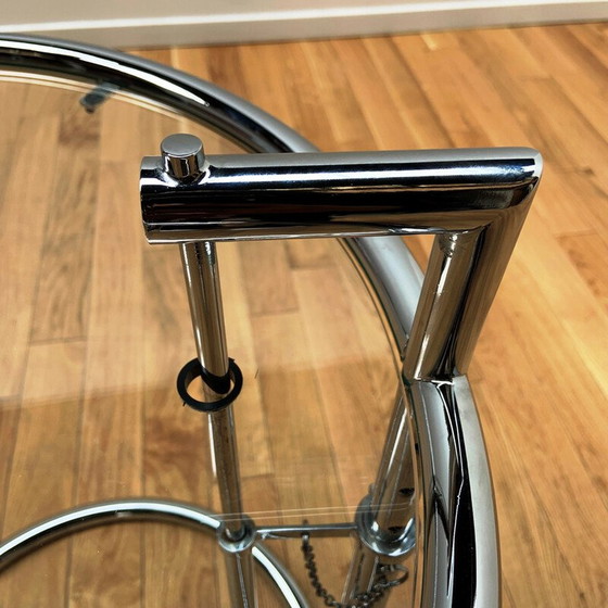 Image 1 of Tavolino da caffè vintage in metallo e vetro E1027 di Eileen Gray