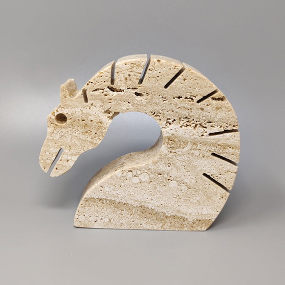 Image 1 of F.lli Mannelli Travertine Horse Sculpture by Enzo Mari