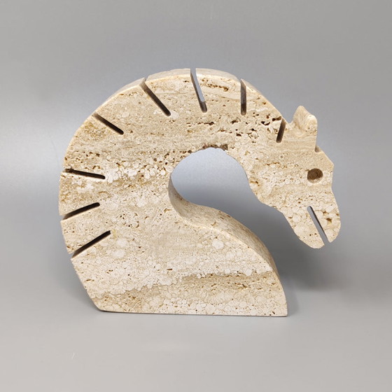 Image 1 of F.lli Mannelli Travertine Horse Sculpture by Enzo Mari