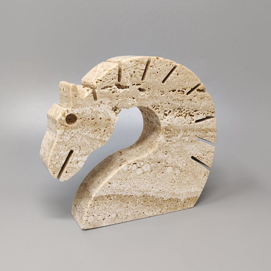 Image 1 of F.lli Mannelli Travertine Horse Sculpture by Enzo Mari