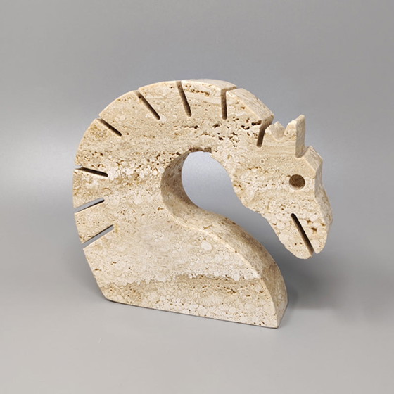 Image 1 of F.lli Mannelli Travertine Horse Sculpture by Enzo Mari