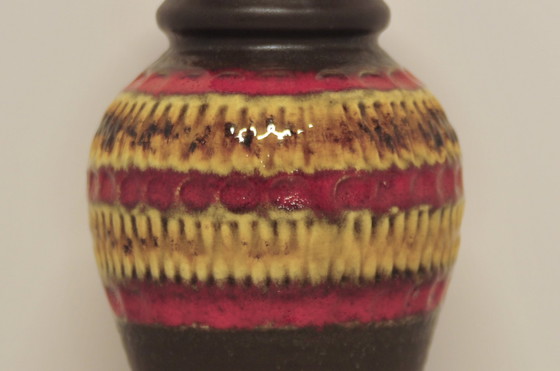 Image 1 of vase brun rouge & jaune Allemagne de l'Ouest