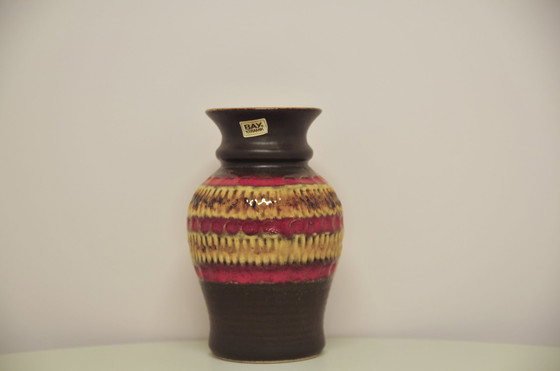 Image 1 of vase brun rouge & jaune Allemagne de l'Ouest