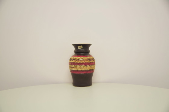 Image 1 of vase brun rouge & jaune Allemagne de l'Ouest