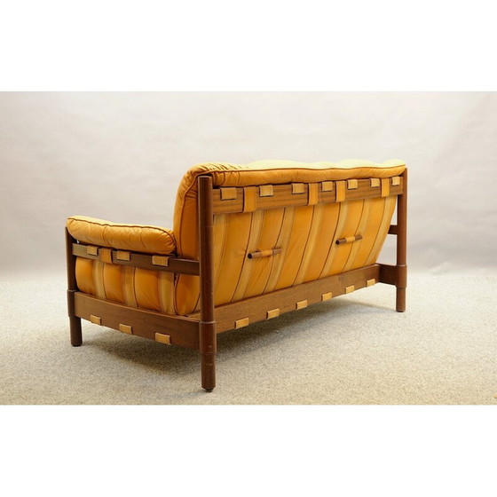 Image 1 of Vintage 2-seater sofa in Brazilian leather and Jatoba wood, 1970