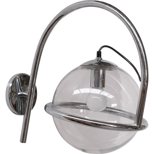 Vintage chrome and clear glass wall lamps by Kinkeldey, 1970s