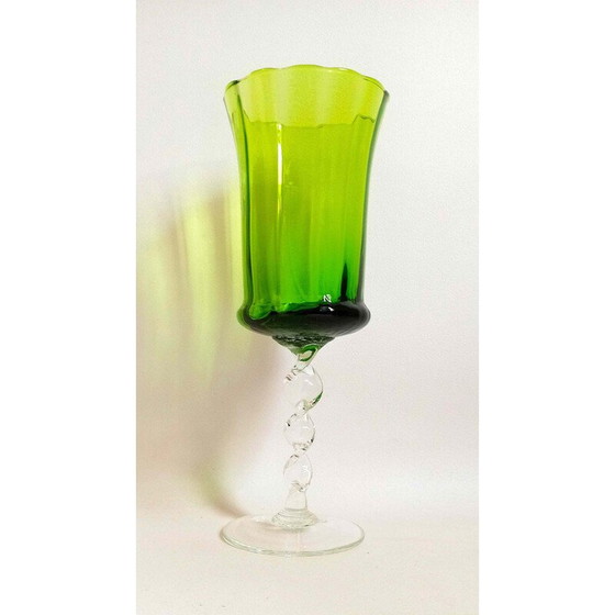 Image 1 of Vintage Empoli emerald green chalice, 1970