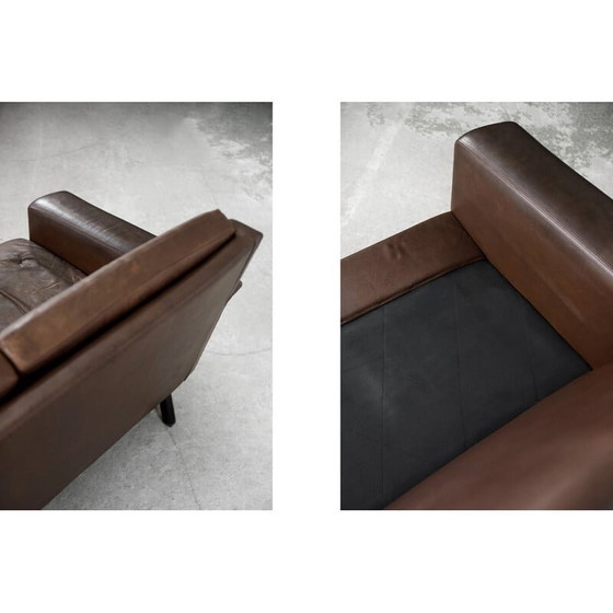 Image 1 of Vintage Scandinavian 2-seater brown leather sofa 3330 by Arne Vodder for Fritz Hansen, 1960s