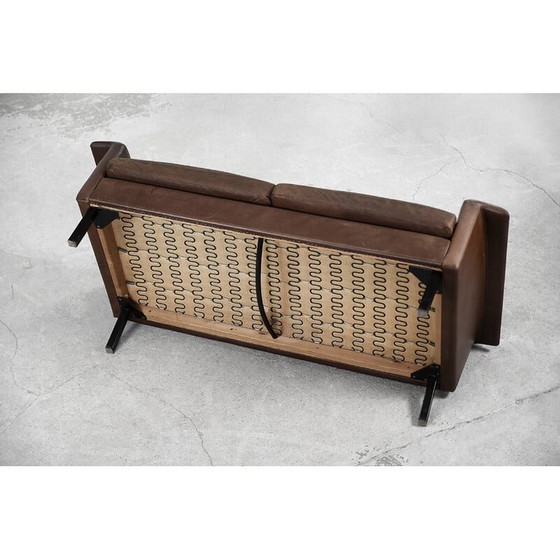 Image 1 of Vintage Scandinavian 2-seater brown leather sofa 3330 by Arne Vodder for Fritz Hansen, 1960s