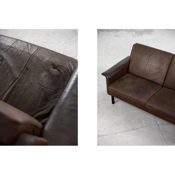 Image 1 of Vintage Scandinavian 2-seater brown leather sofa 3330 by Arne Vodder for Fritz Hansen, 1960s
