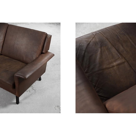 Image 1 of Vintage Scandinavian 2-seater brown leather sofa 3330 by Arne Vodder for Fritz Hansen, 1960s