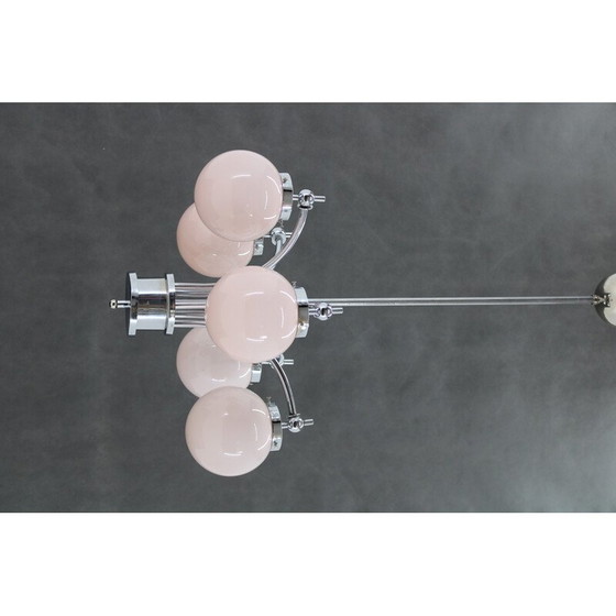 Image 1 of Vintage Art Deco chrome plated chandelier, Czechoslovakia 1930s