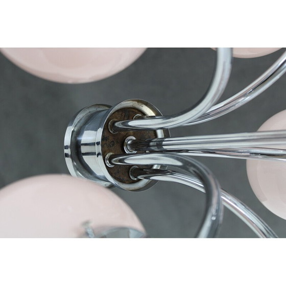 Image 1 of Vintage Art Deco chrome plated chandelier, Czechoslovakia 1930s