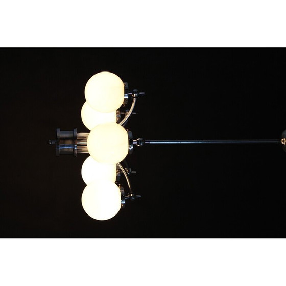 Image 1 of Vintage Art Deco chrome plated chandelier, Czechoslovakia 1930s