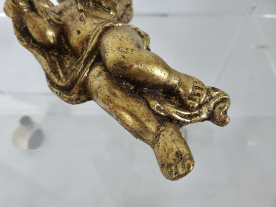 Image 1 of Pair Of Cherubs, Putti, Angelots, In Gold Resin, 1970