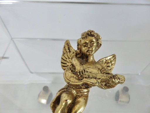 Pair Of Cherubs, Putti, Angelots, In Gold Resin, 1970