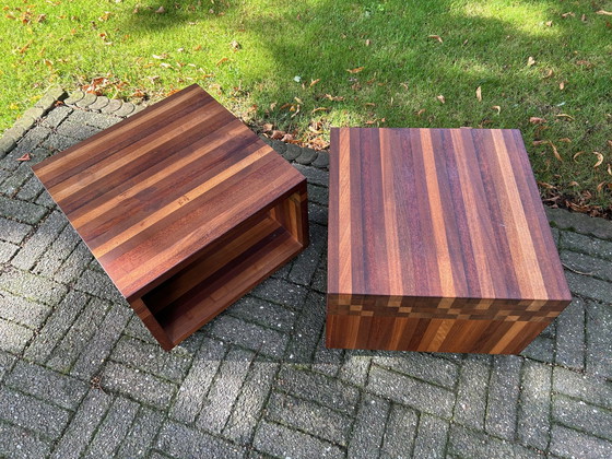 Image 1 of 2X Leolux Vidar Masai Wooden Side Tables