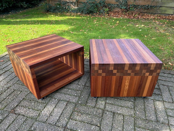 Image 1 of 2X Leolux Vidar Masai Wooden Side Tables