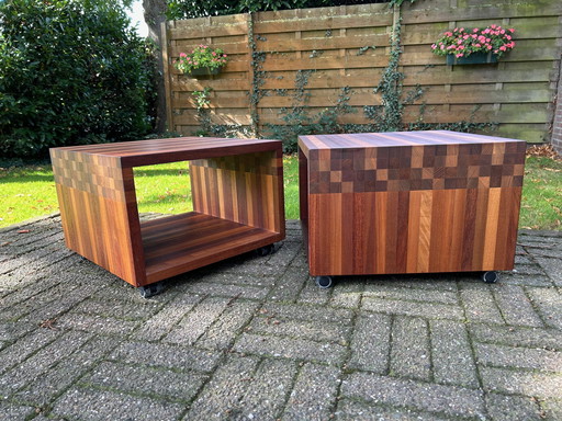 2X Leolux Vidar Masai Wooden Side Tables