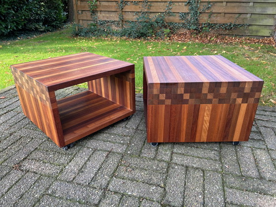 Image 1 of 2X Leolux Vidar Masai Wooden Side Tables