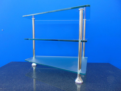 Table d'appoint en verre avec chrome