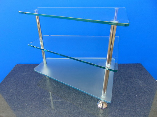 Side table glass with chrome