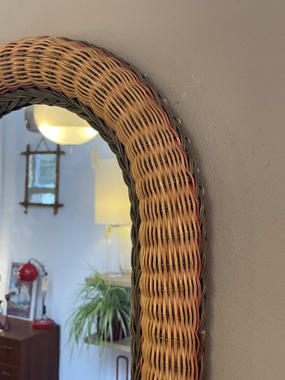 Image 1 of Oval Rattan / Wicker Mirror, 1970'S