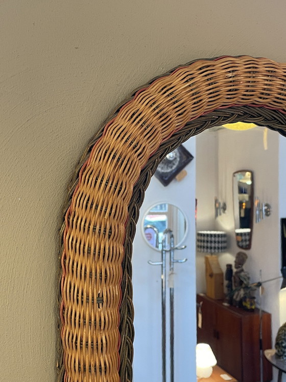 Image 1 of Oval Rattan / Wicker Mirror, 1970'S