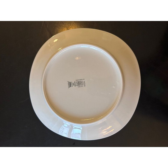 Image 1 of Set of 12 vintage plates with orange edging for Porcelaine du Berry, 1970