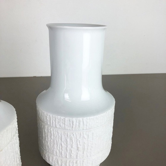 Image 1 of Set of 2 vintage Porcelain Op Art vase by Richard Scharrer for Thomas