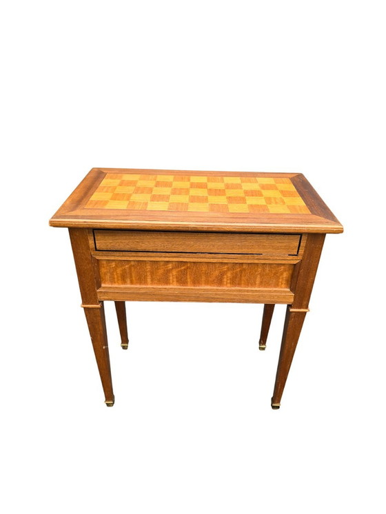 Image 1 of 50's Marquetry Game Table