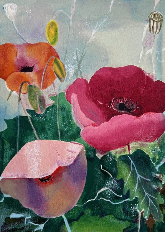 Image 1 of Silkscreen Marjan Jaspers - Poppies