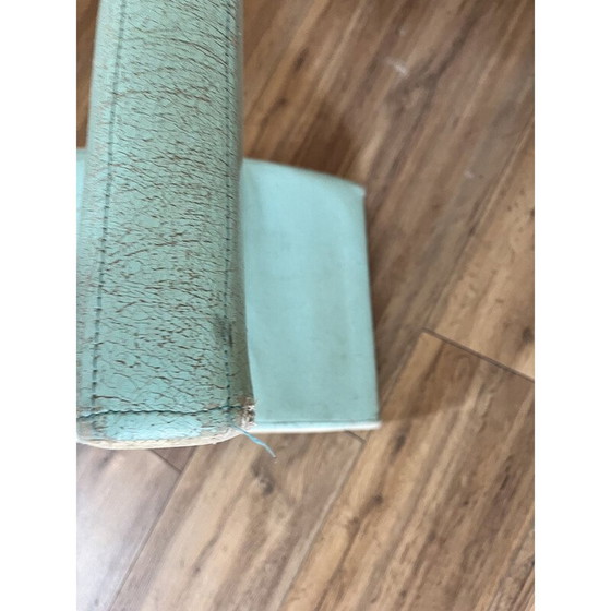 Image 1 of Poltrona da camino Vintage Wave in legno e similpelle blu